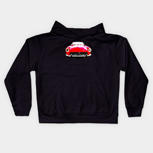 MGB 1970s classic car high contrast red Kids Hoodie by soitwouldseem